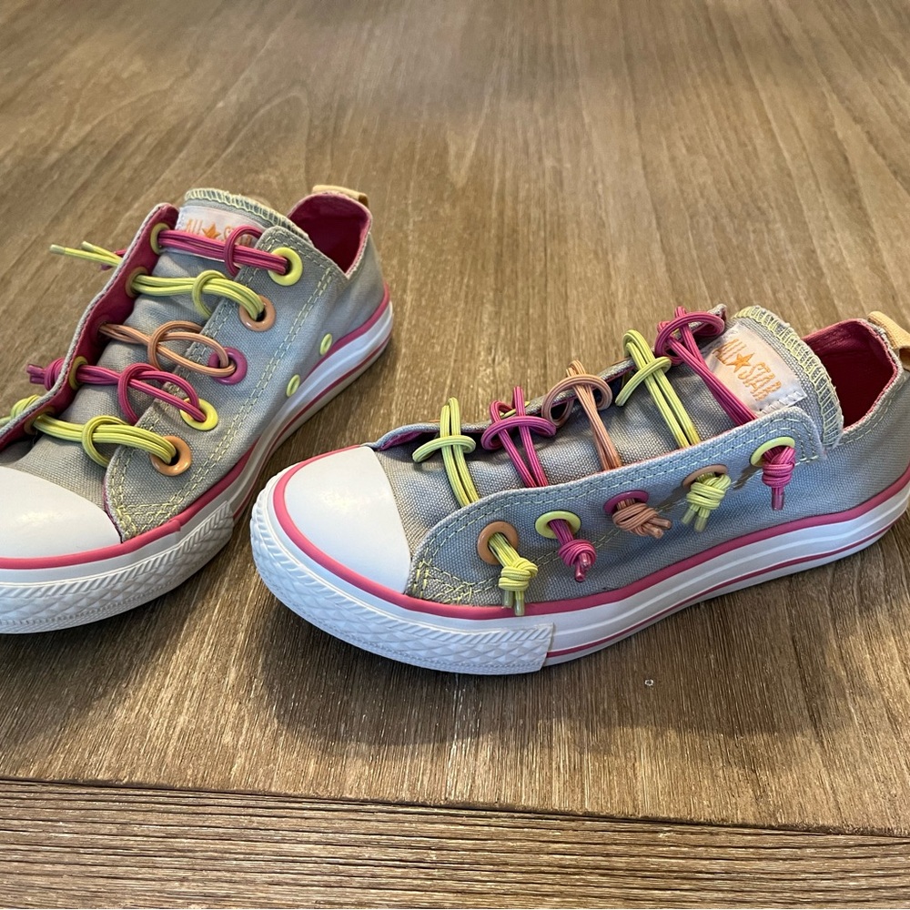 Converse All-Star slip on shoe/grey-pink-yellow-girl’s size 1